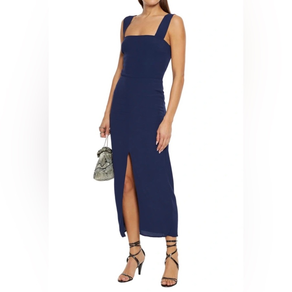 Reformation Navy Blue Square-Neck Midi Dress - Graciela Dress